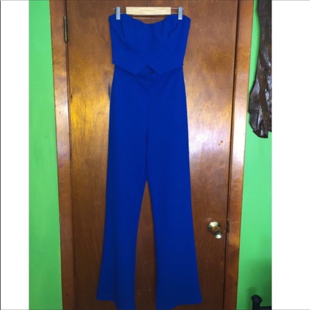 Blue Strapless Jumpsuit